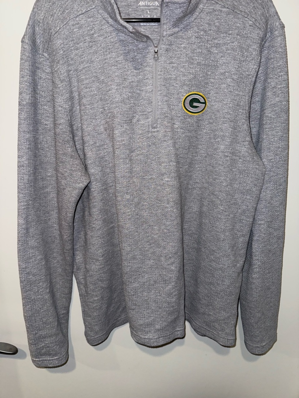 Antigua Gray Green Bay Packers Half-Zip Pullover